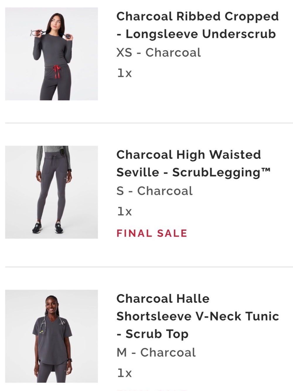 Figs charcoal scrub leggings and tunic set with underscrub
